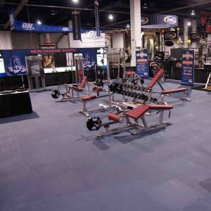 Your new basement gym can look like this with the help of rubber tiles.