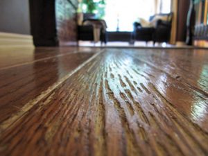 A clear example of chipped wooden floors that have seen better days.