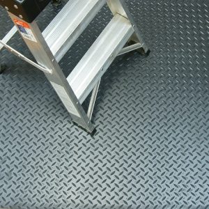 Rubber garage flooring is available in custom cut rolls with lengths up to 50 ft.